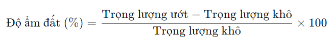 công thức tính toán độ ẩm đất